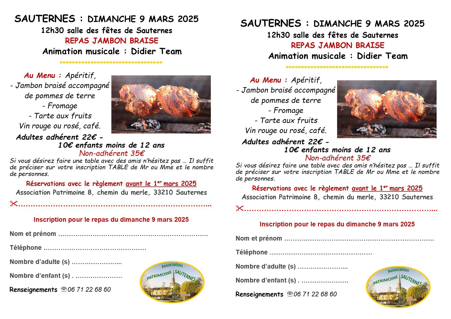 Flyer repas jambon braise 2025 bon