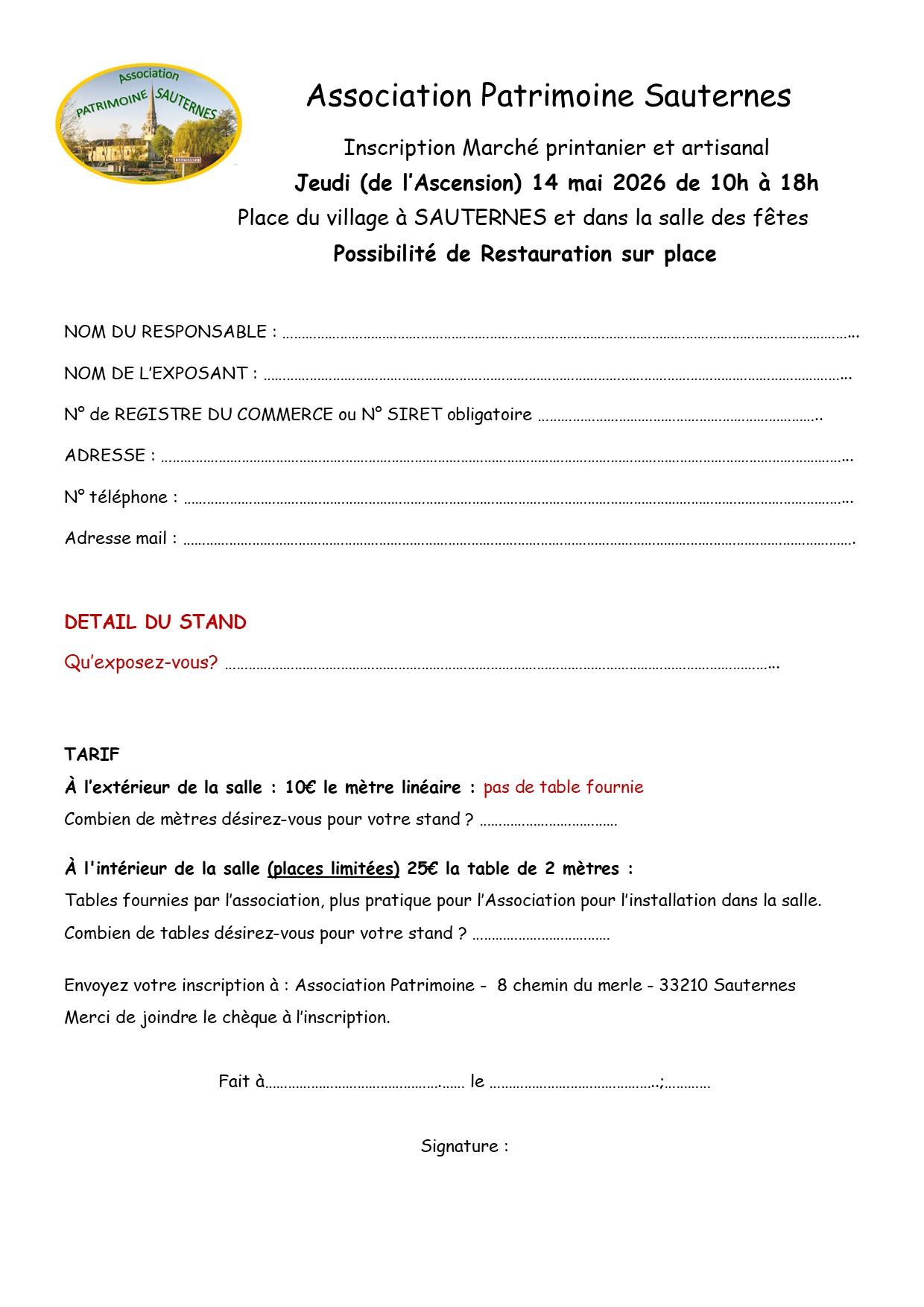 Inscription marche de printemps 2026